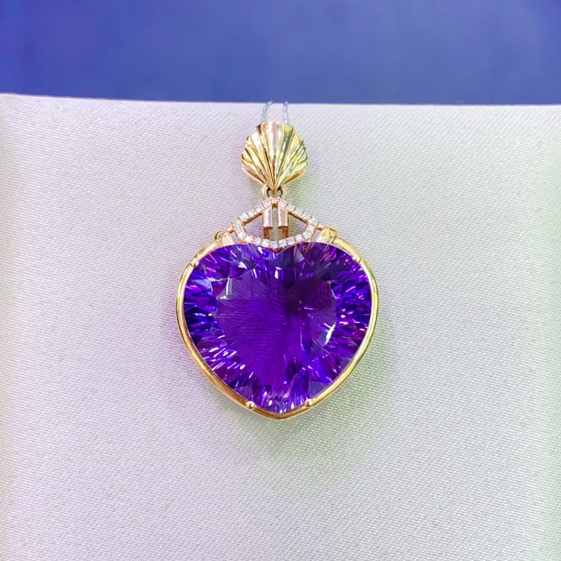 14k Gold 17.96 Ctw Natural Amethyst & Diamond Pendant( Without Chain ) - 4