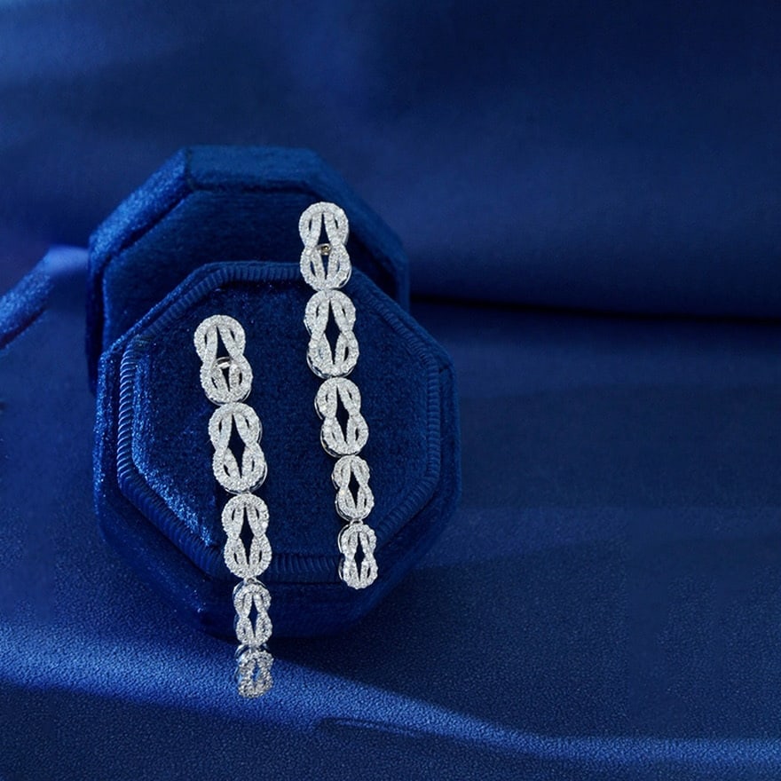 14k Gold 1.7 Ct Natural H Diamond Earrings - 4