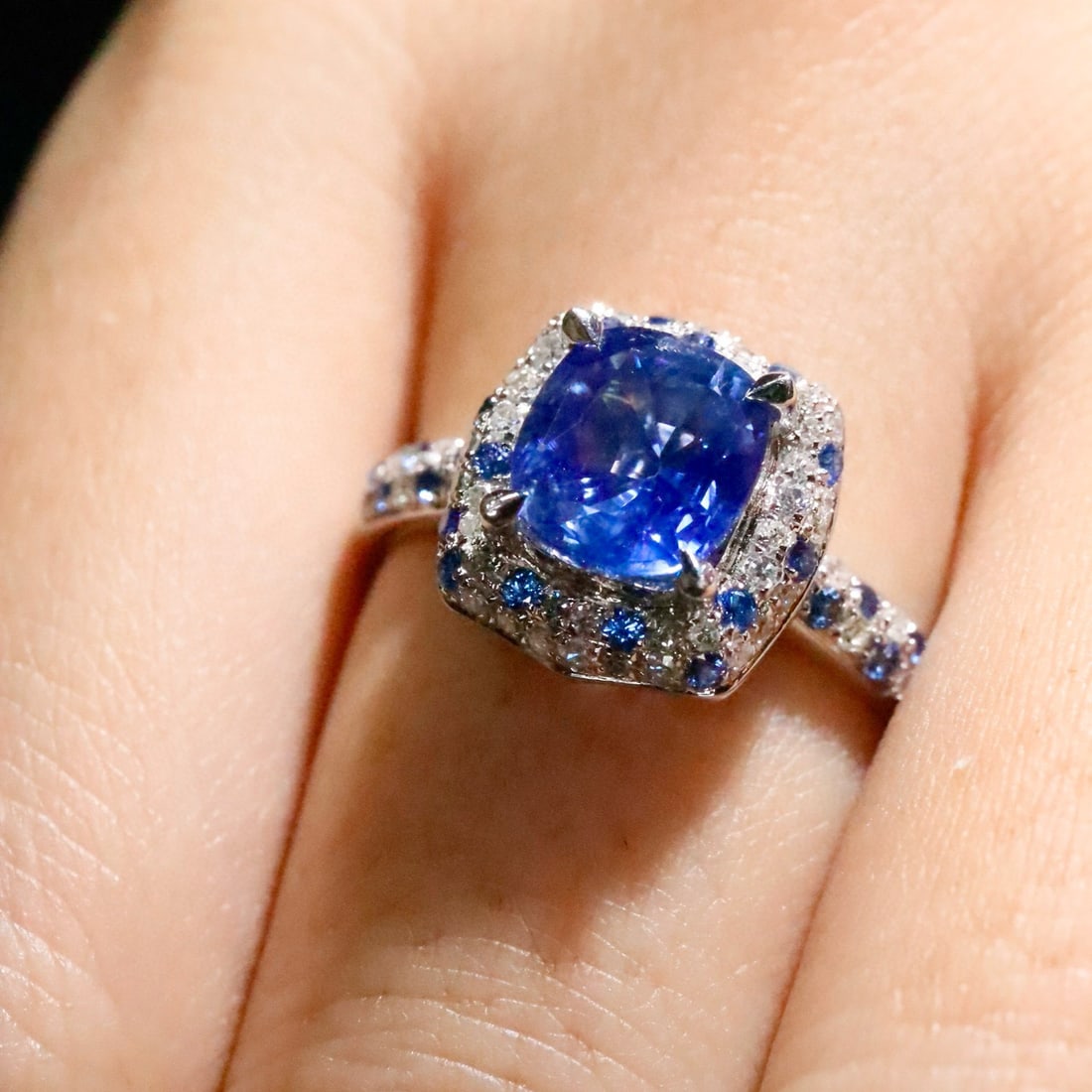 14k Gold 1.79 Ctw Natural Sapphire & Diamond Ring - 4