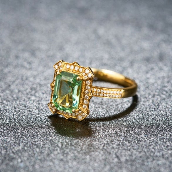 14k Gold 2.4 Ctw Natural Tourmaline & Diamond Ring - 3