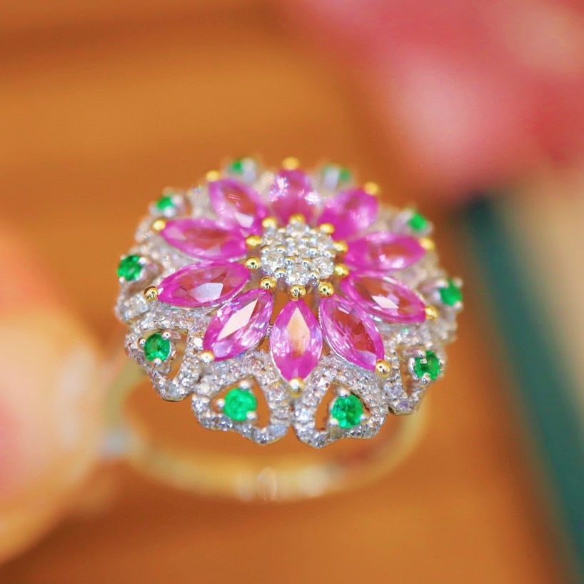 14k Gold 2.34 Ctw Natural Sapphire & Diamond Ring - 2