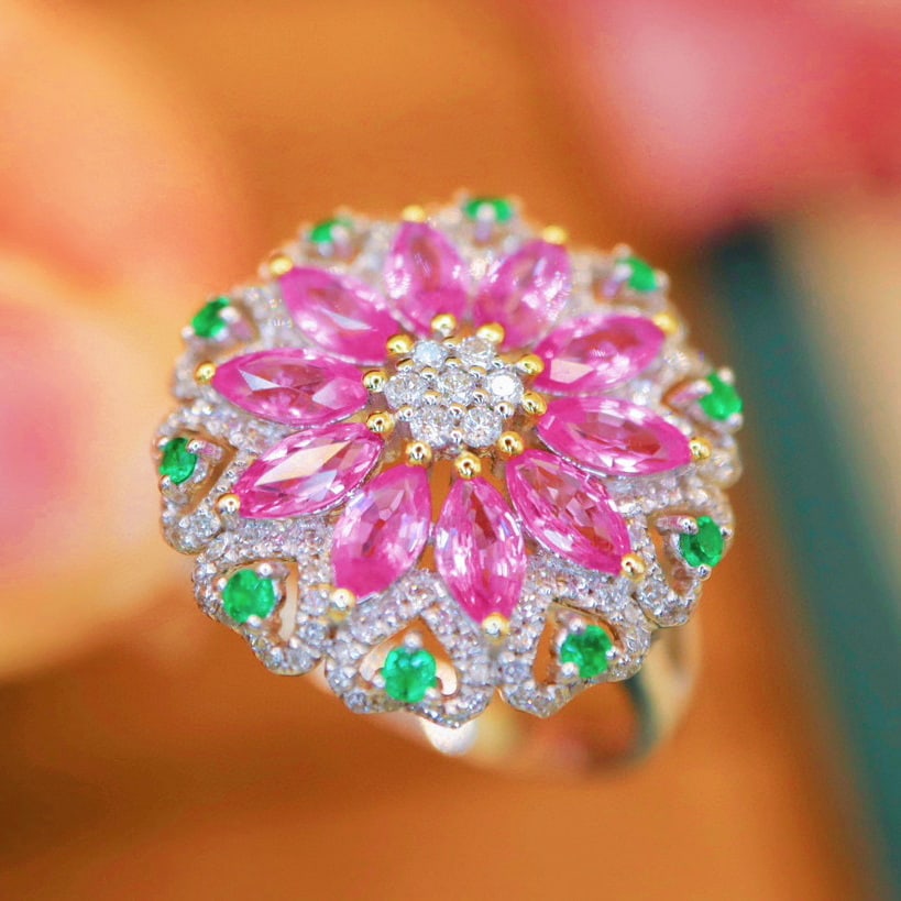 14k Gold 2.34 Ctw Natural Sapphire & Diamond Ring - 4