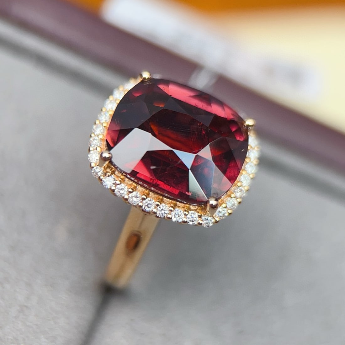 14k Gold 5.7 Ct Natural Tourmaline & Diamond Ring - 5