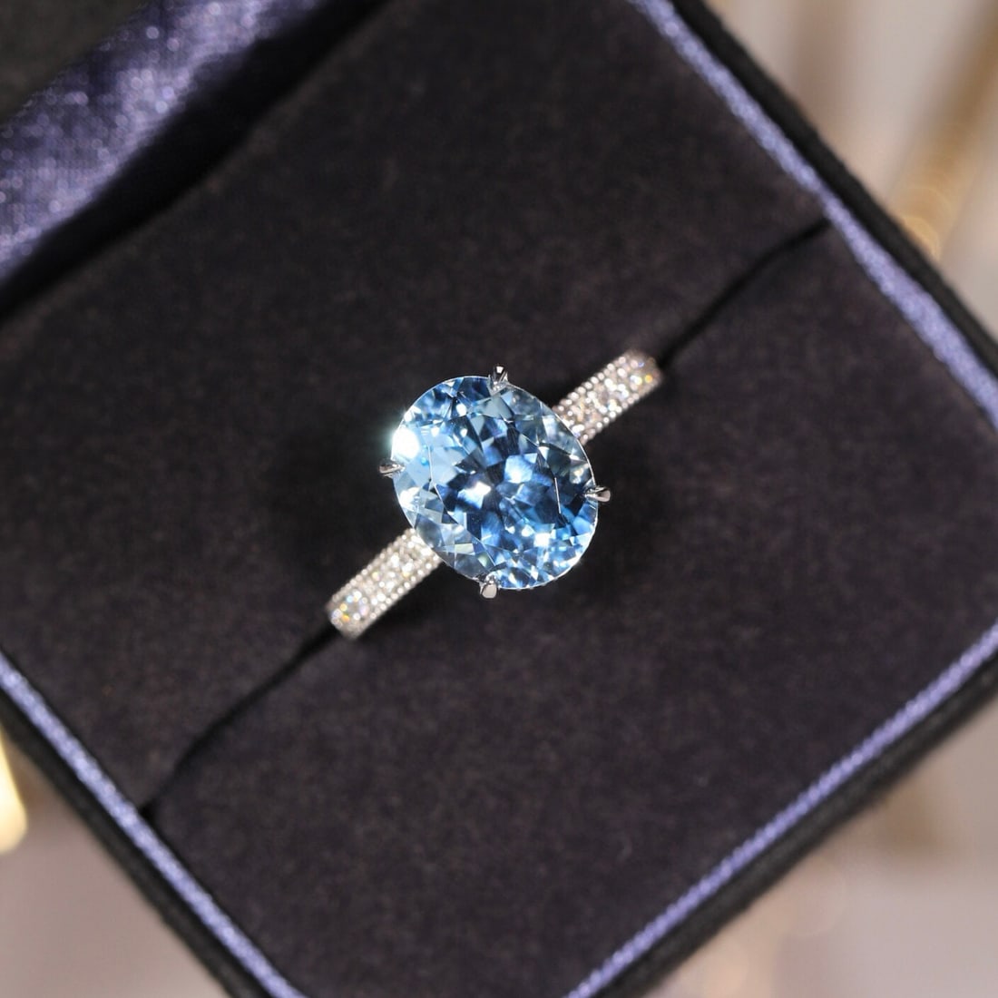 14k Gold 3.54 Ct Natural Aquamarine & Diamond Ring - 5