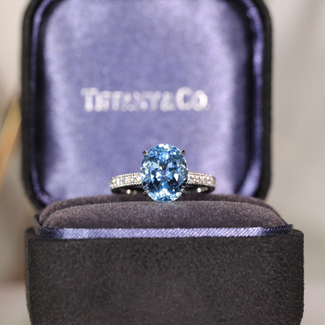 14k Gold 3.54 Ct Natural Aquamarine & Diamond Ring - 6