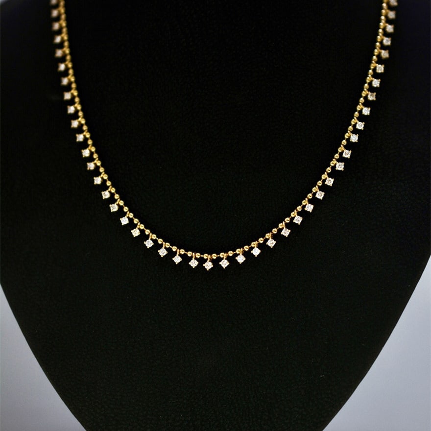 14k Gold 1.00 Ct Natural H Diamond Necklace - 8