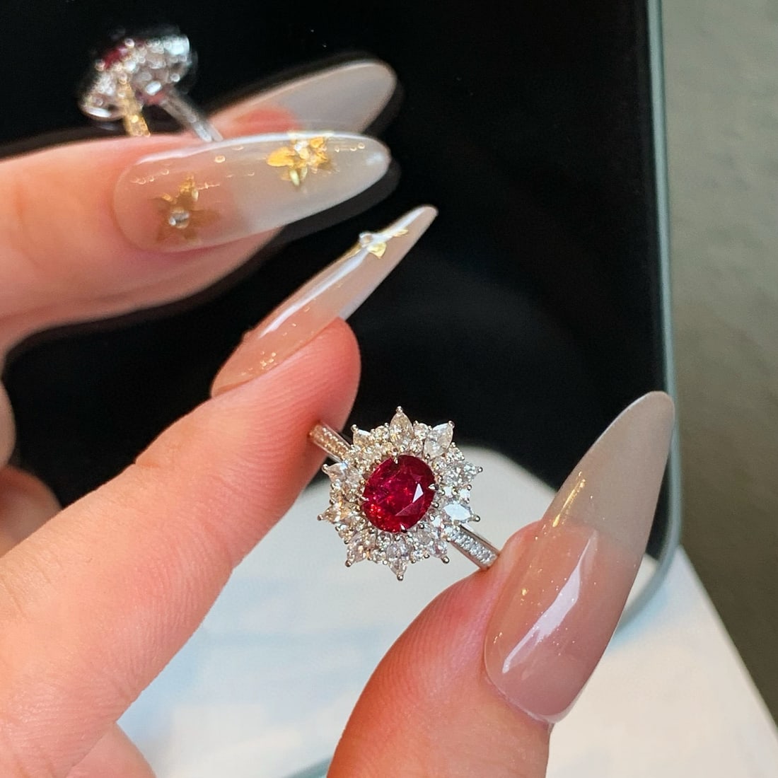 14k Gold 1.46 Ctw Natural Ruby & Diamond Ring - 7