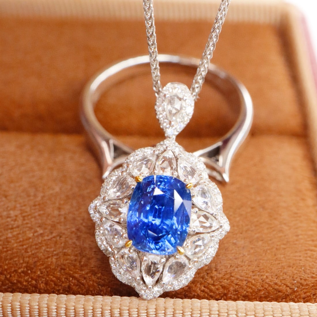 14k Gold 1.77 Ctw Natural Sapphire & Diamond Ring/pendant( Without Chain ) - 3