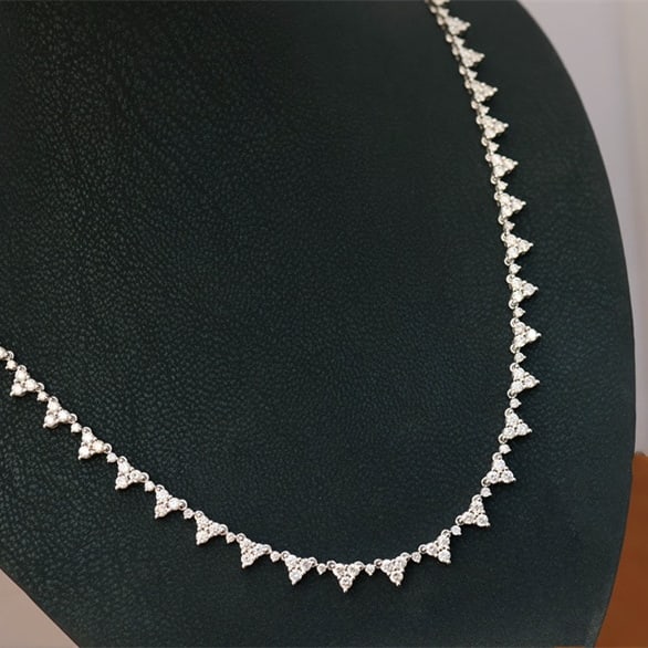 14k Gold 5.80 Ct Natural H Diamond Necklace - 2