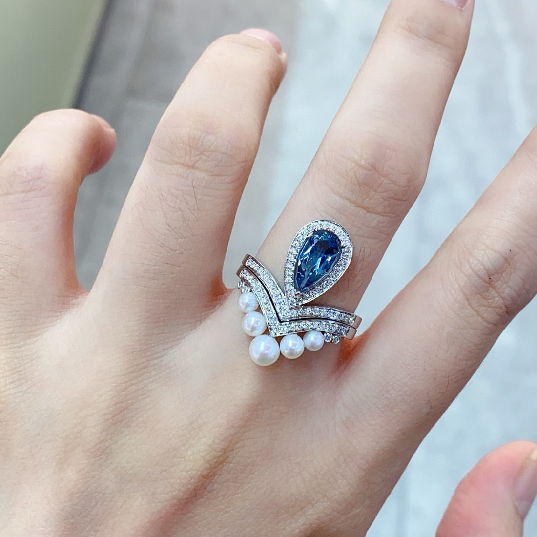 14k Gold 1.34 Ctw Natural Aquamarine & Diamond Ring - 4