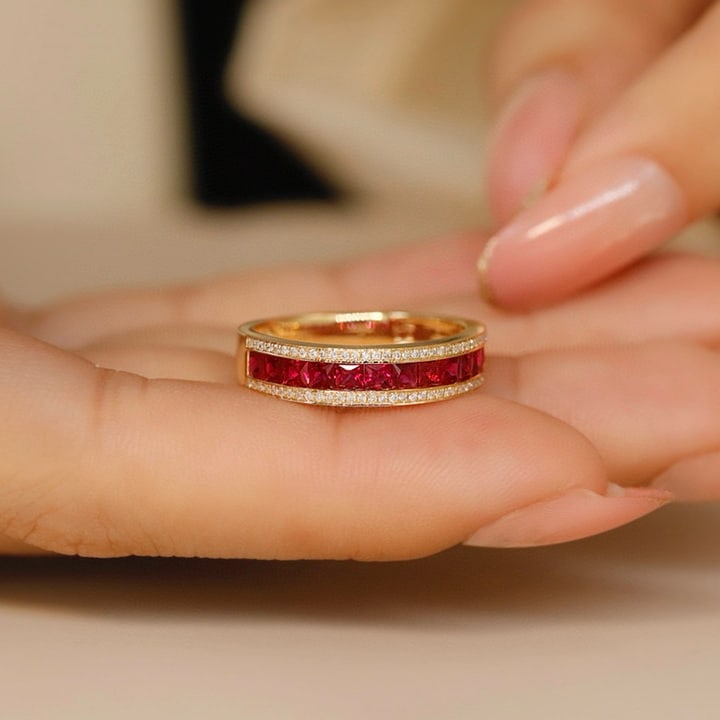 14k Gold 0.86 Ctw Natural Ruby & Diamond Ring - 3