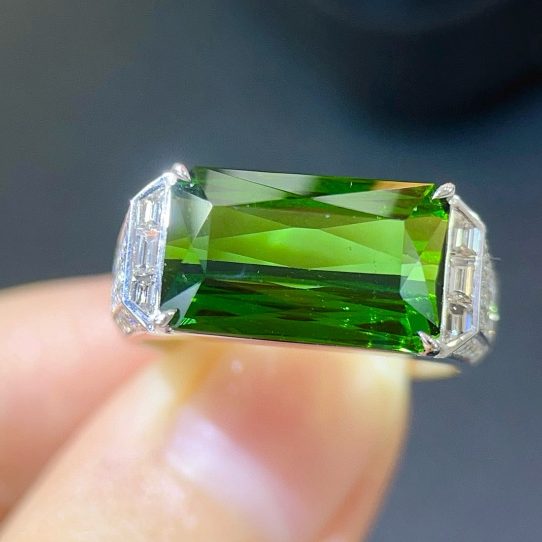 14k Gold 8.76 Ctw Natural Tourmaline & Diamond Ring - 4