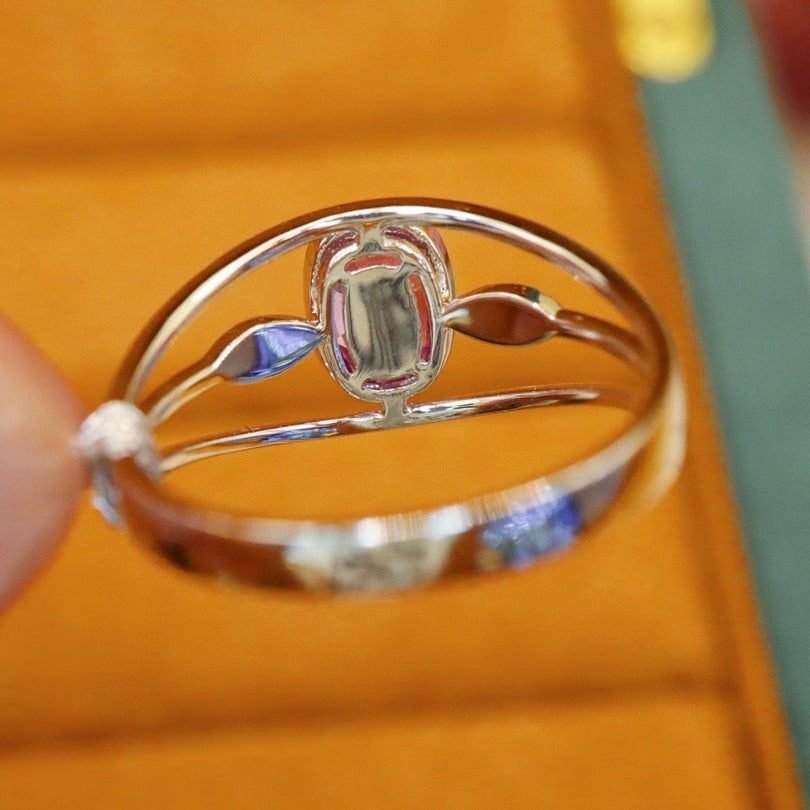 14k Gold 1.10 Ctw Natural Padparadscha Sapphire & Diamond Ring - 4