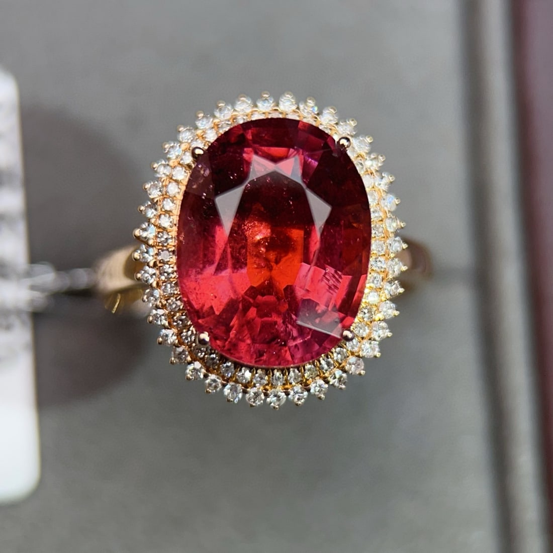 14k Gold 6.53 Ctw Natural Tourmaline & Diamond Ring - 2