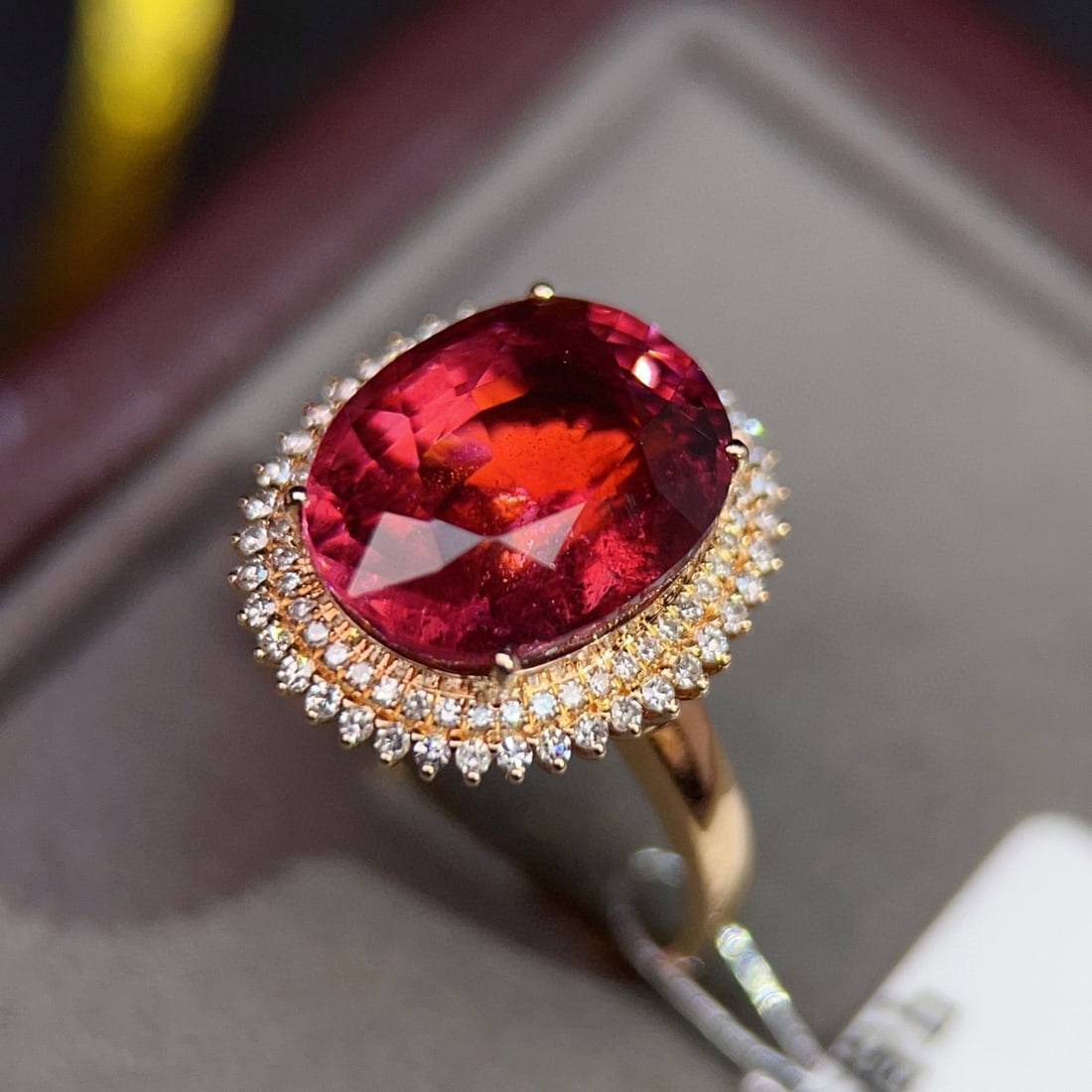 14k Gold 6.53 Ctw Natural Tourmaline & Diamond Ring - 4