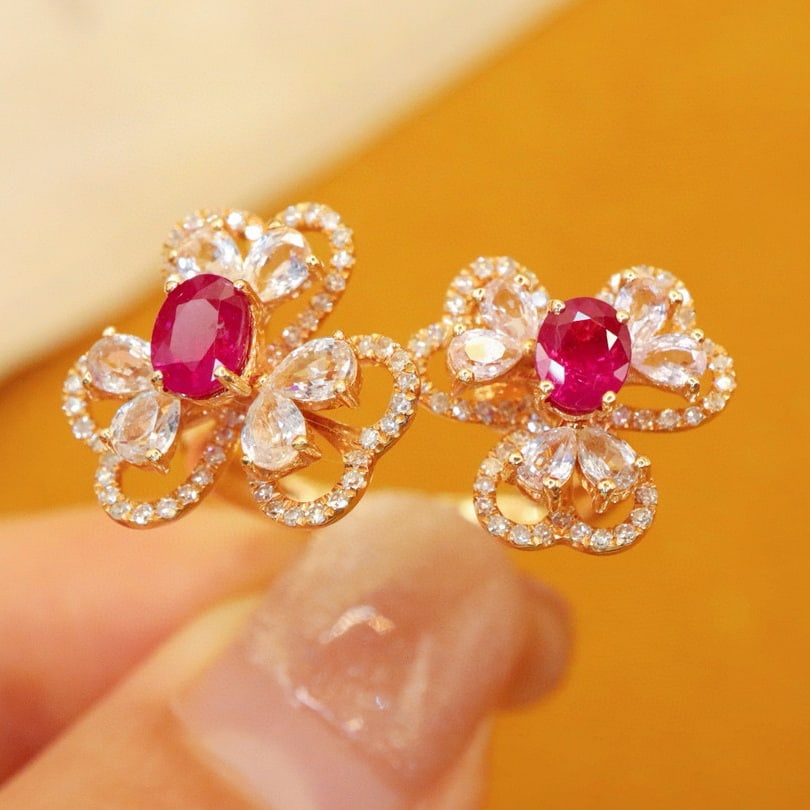 14k Gold 1.38 Ctw Natural Ruby & Diamond Ring - 4