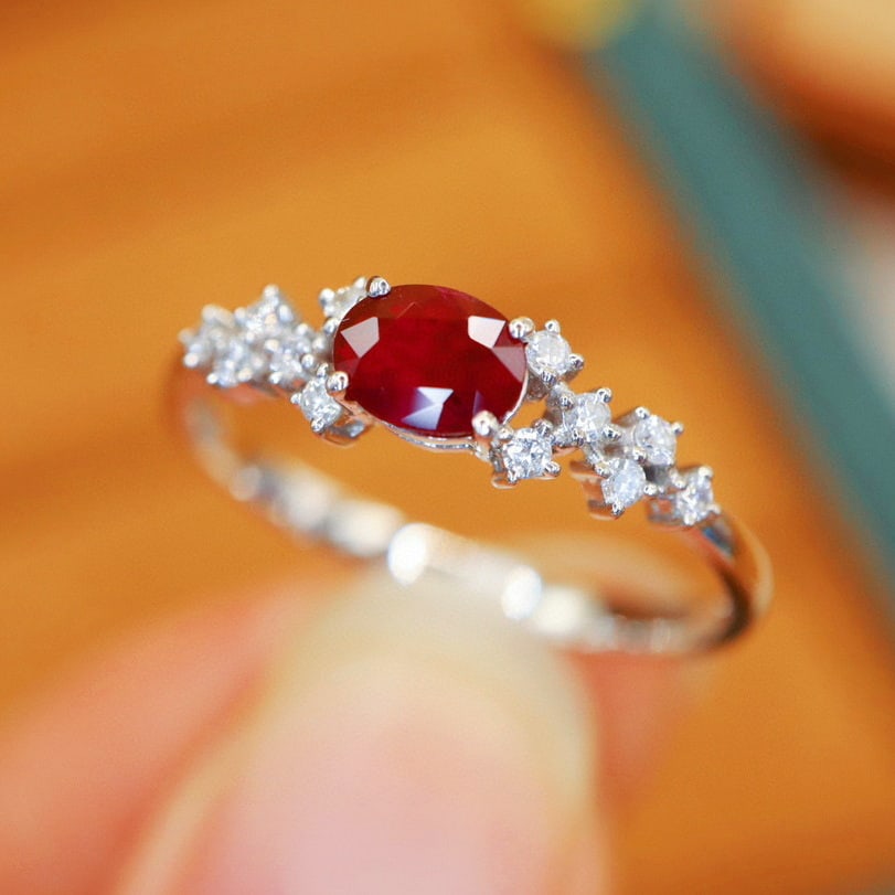 14k Gold 0.58 Ctw Natural Ruby & Diamond Ring - 2