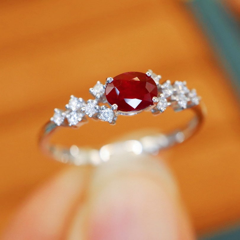 14k Gold 0.58 Ctw Natural Ruby & Diamond Ring - 4