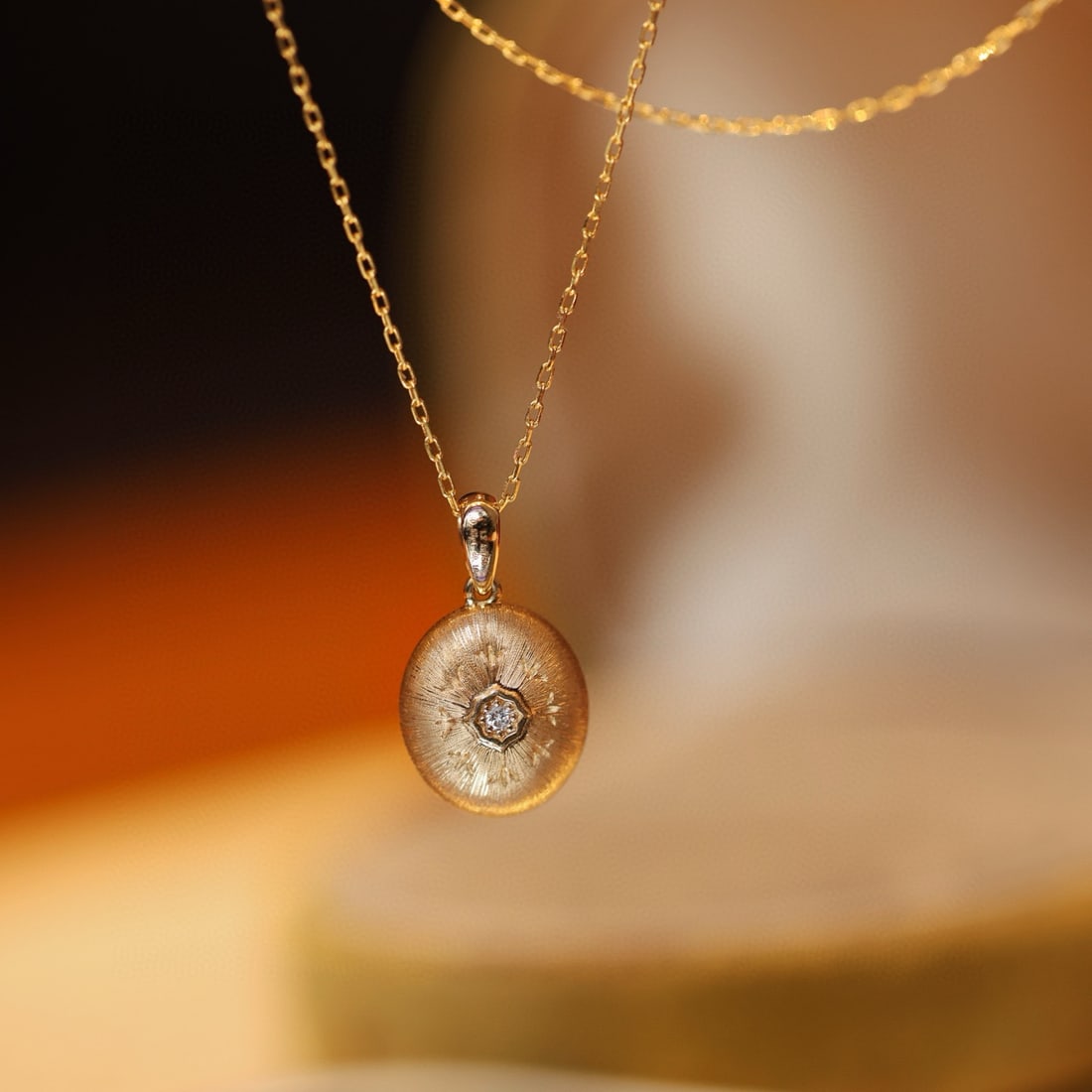 14k Gold 0.61 Ctw Natural Sapphire & Diamond Pendant( Without Chain ) - 2