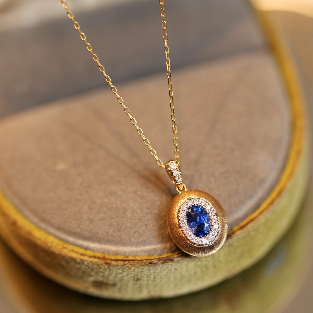 14k Gold 0.61 Ctw Natural Sapphire & Diamond Pendant( Without Chain ) - 3