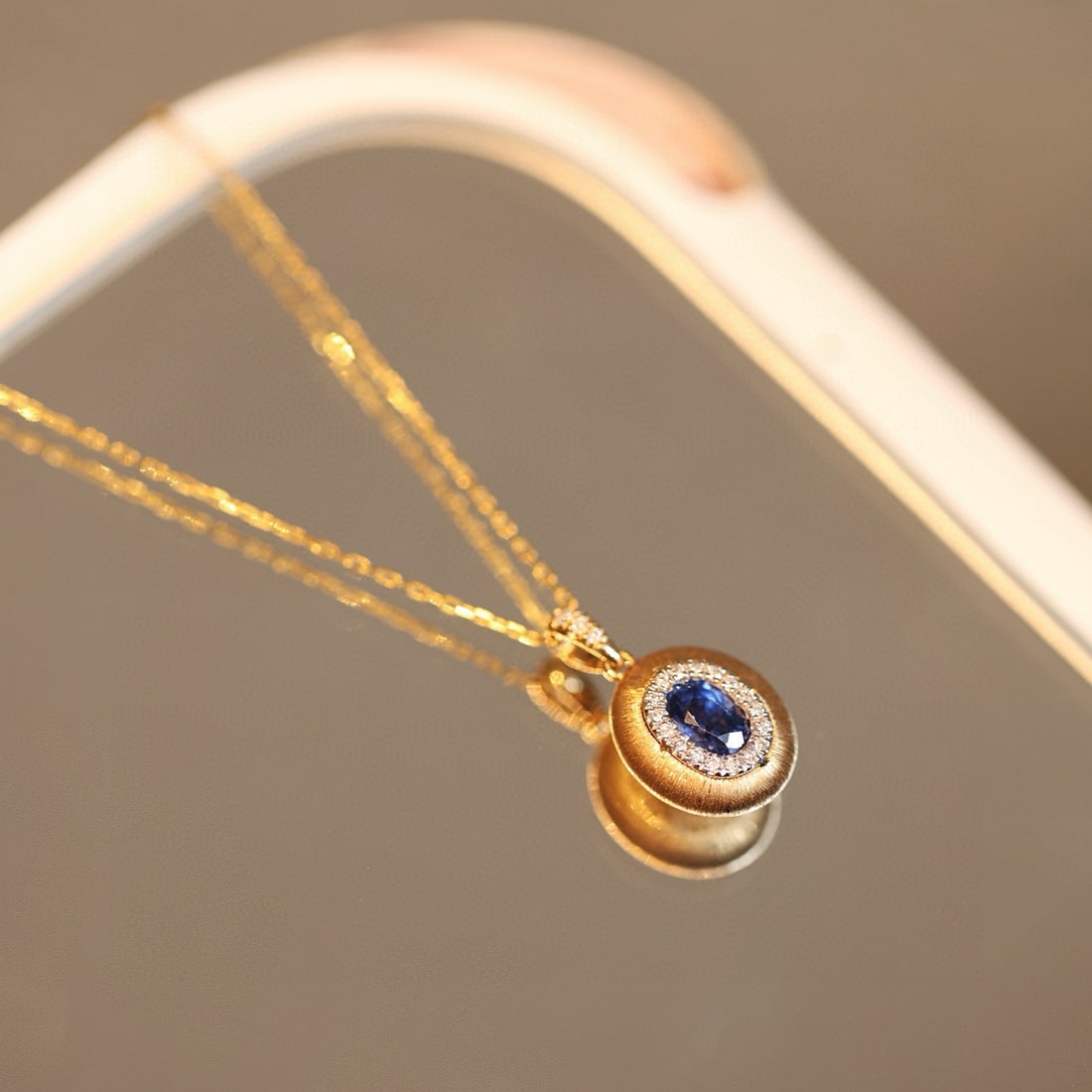 14k Gold 0.61 Ctw Natural Sapphire & Diamond Pendant( Without Chain ) - 7