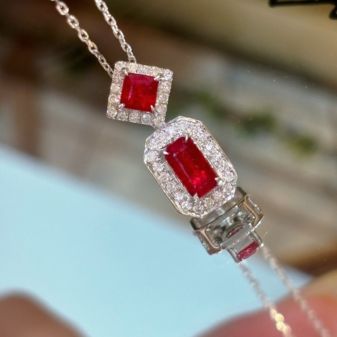 14k Gold 0.95 Ct Natural Ruby & Diamond Pendant( Without Chain ) - 6