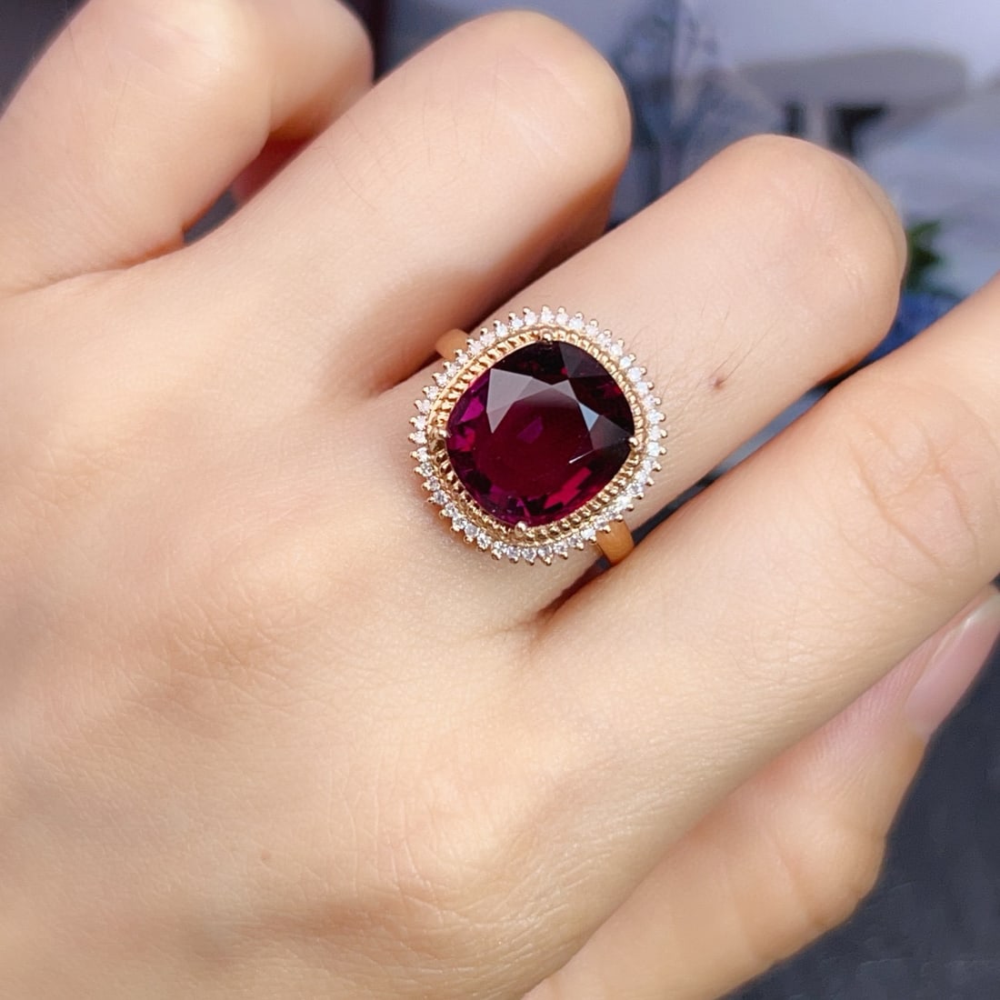 14k Gold 5.73 Ctw Natural Tourmaline & Diamond Ring - 6