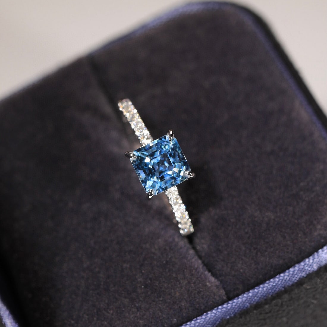 14k Gold 1.10 Ct Natural Aquamarine & Diamond Ring - 7