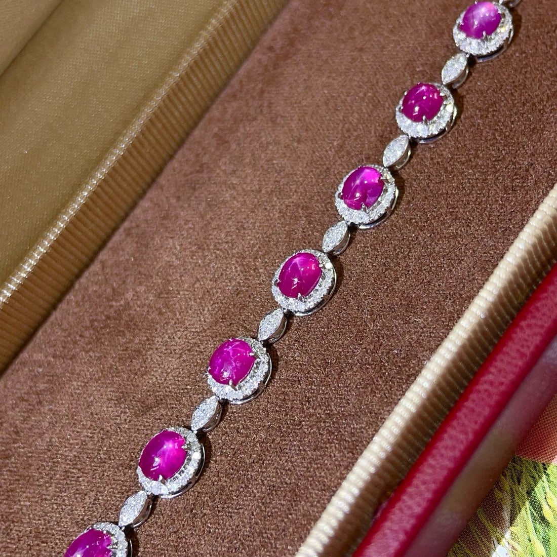 14k Gold 6.23 Ctw Natural Ruby & Diamond Bracelet - 3