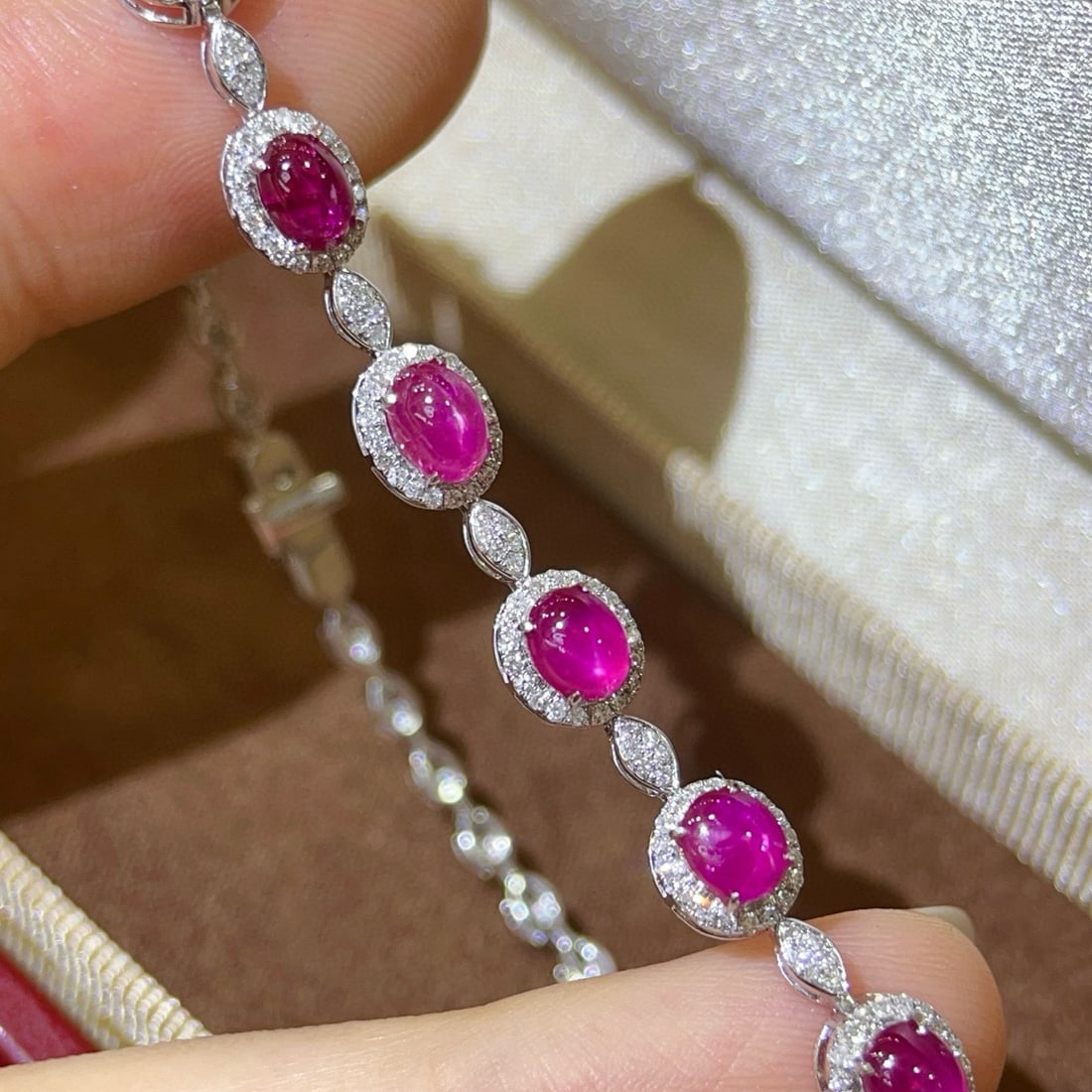 14k Gold 6.23 Ctw Natural Ruby & Diamond Bracelet - 4