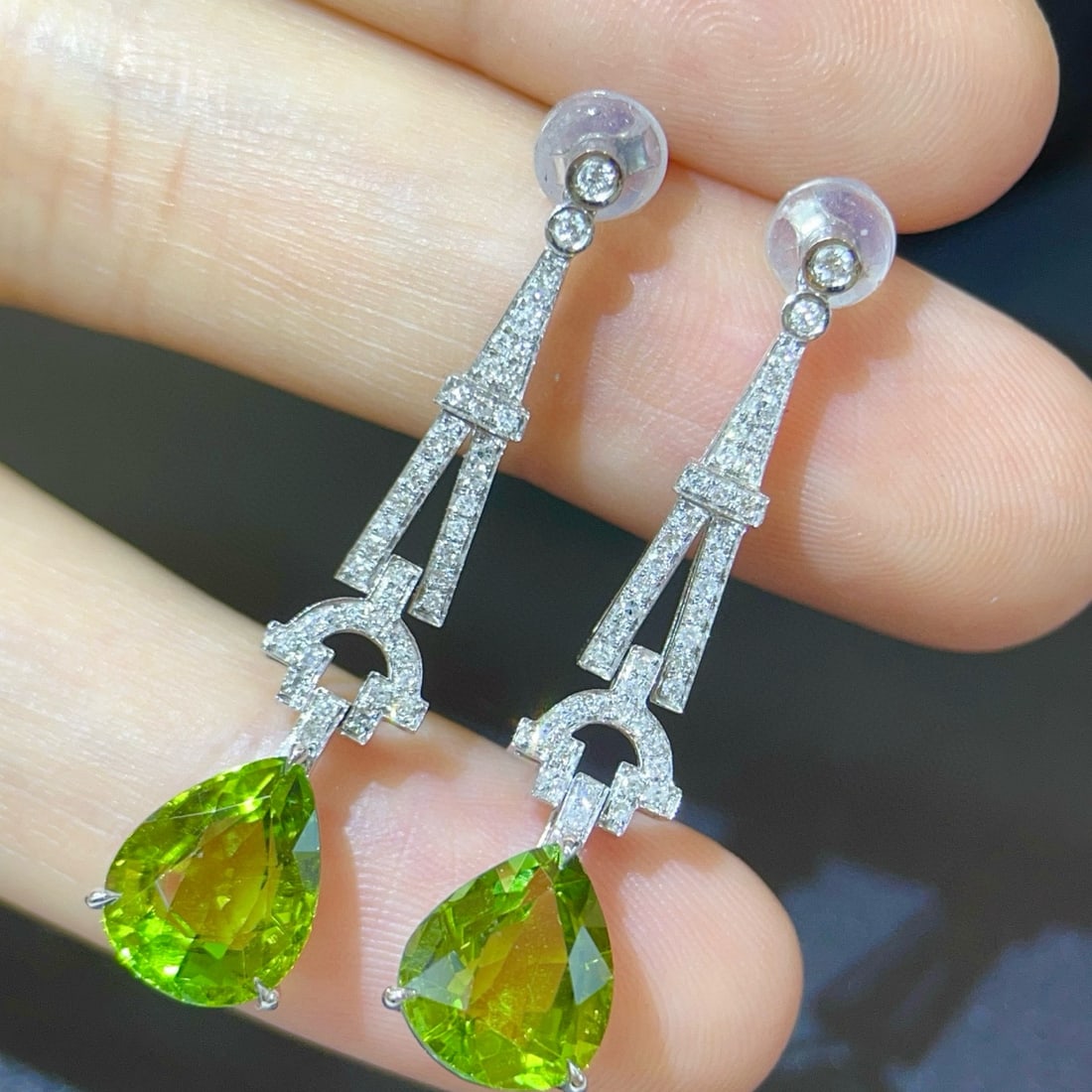 14k Gold 6.19 Ctw Natural Tourmaline & Diamond Earrings - 4