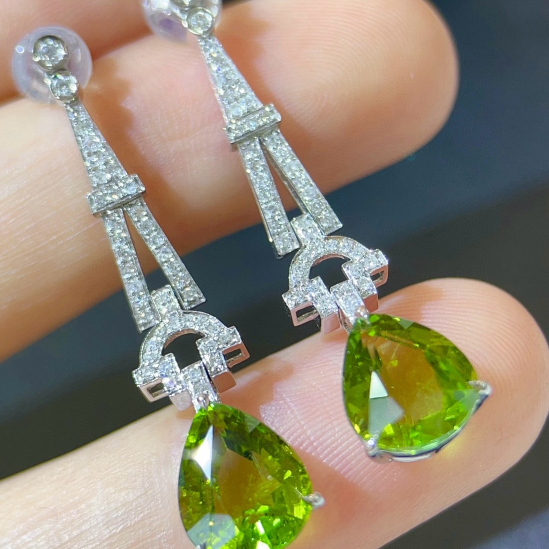 14k Gold 6.19 Ctw Natural Tourmaline & Diamond Earrings - 5