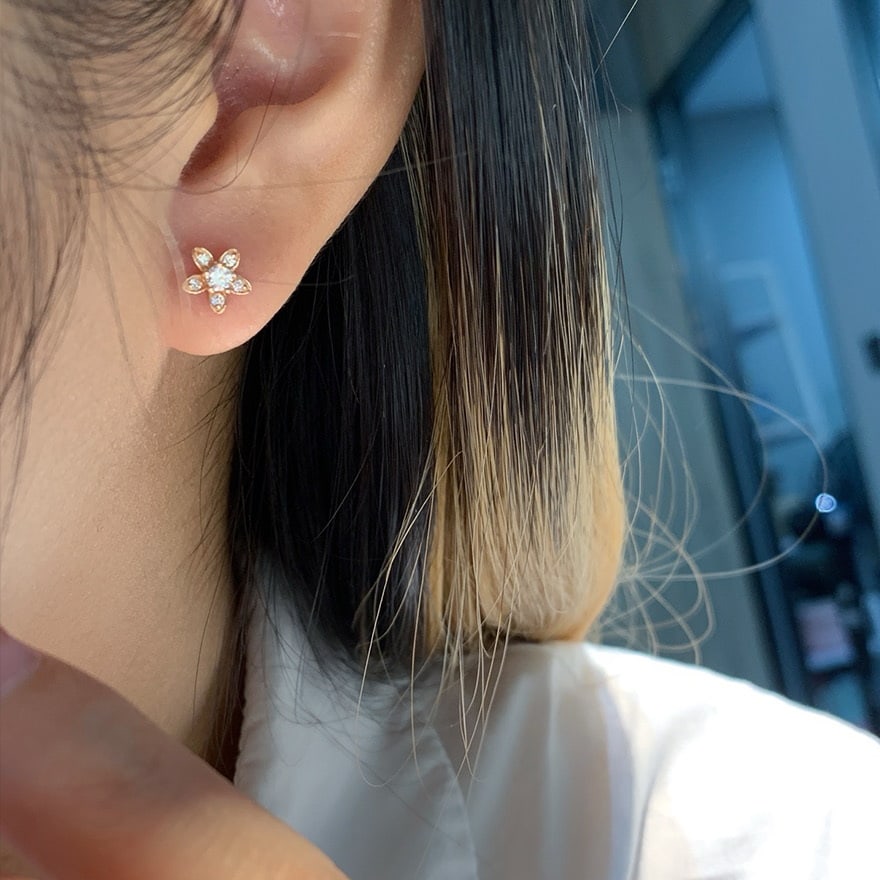 14k Gold 0.7 Ct Natural H Diamond Earrings - 2