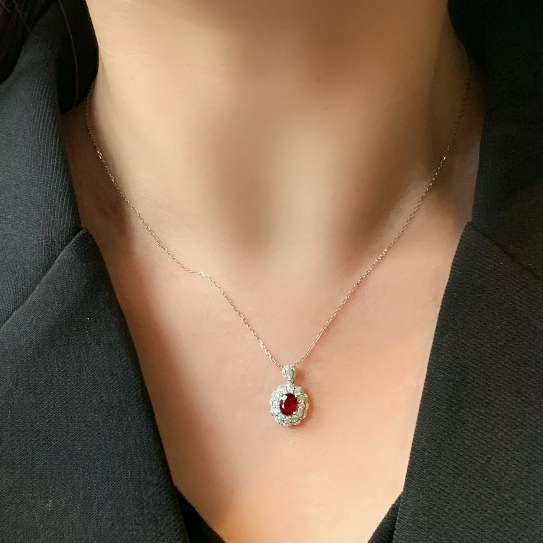 14k Gold 0.87 Ctw Natural Ruby & Diamond Pendant( Without Chain ) - 5