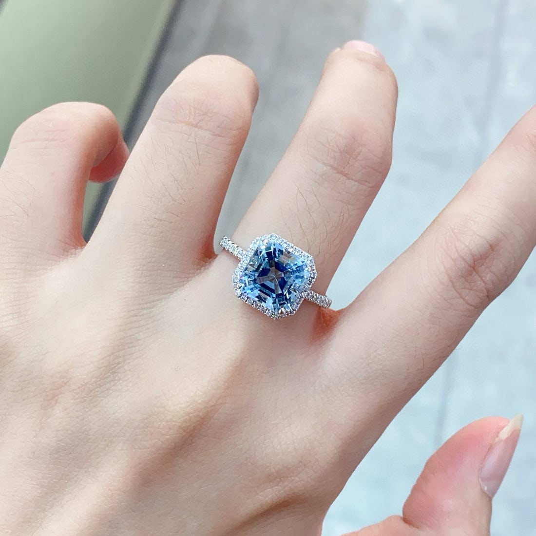 14k Gold 3.53 Ctw Natural Aquamarine & Diamond Ring - 2