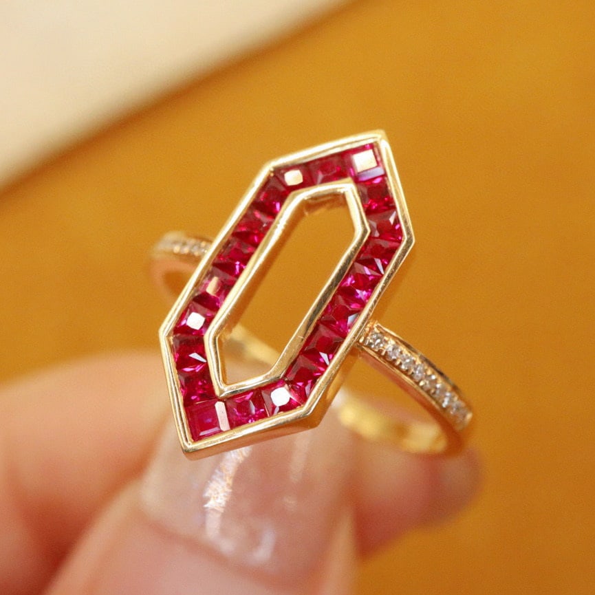 14k Gold 0.79 Ctw Natural Ruby & Diamond Ring - 2