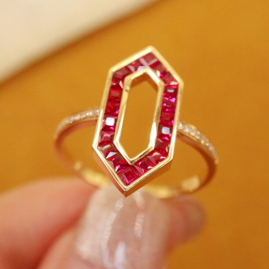 14k Gold 0.79 Ctw Natural Ruby & Diamond Ring - 3