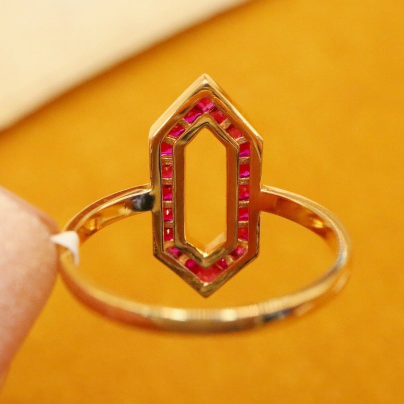 14k Gold 0.79 Ctw Natural Ruby & Diamond Ring - 5