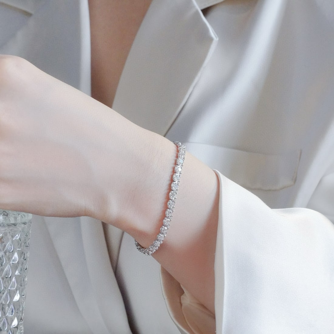 14k Gold 3.4 Ct Natural H Diamond Bracelet - 3