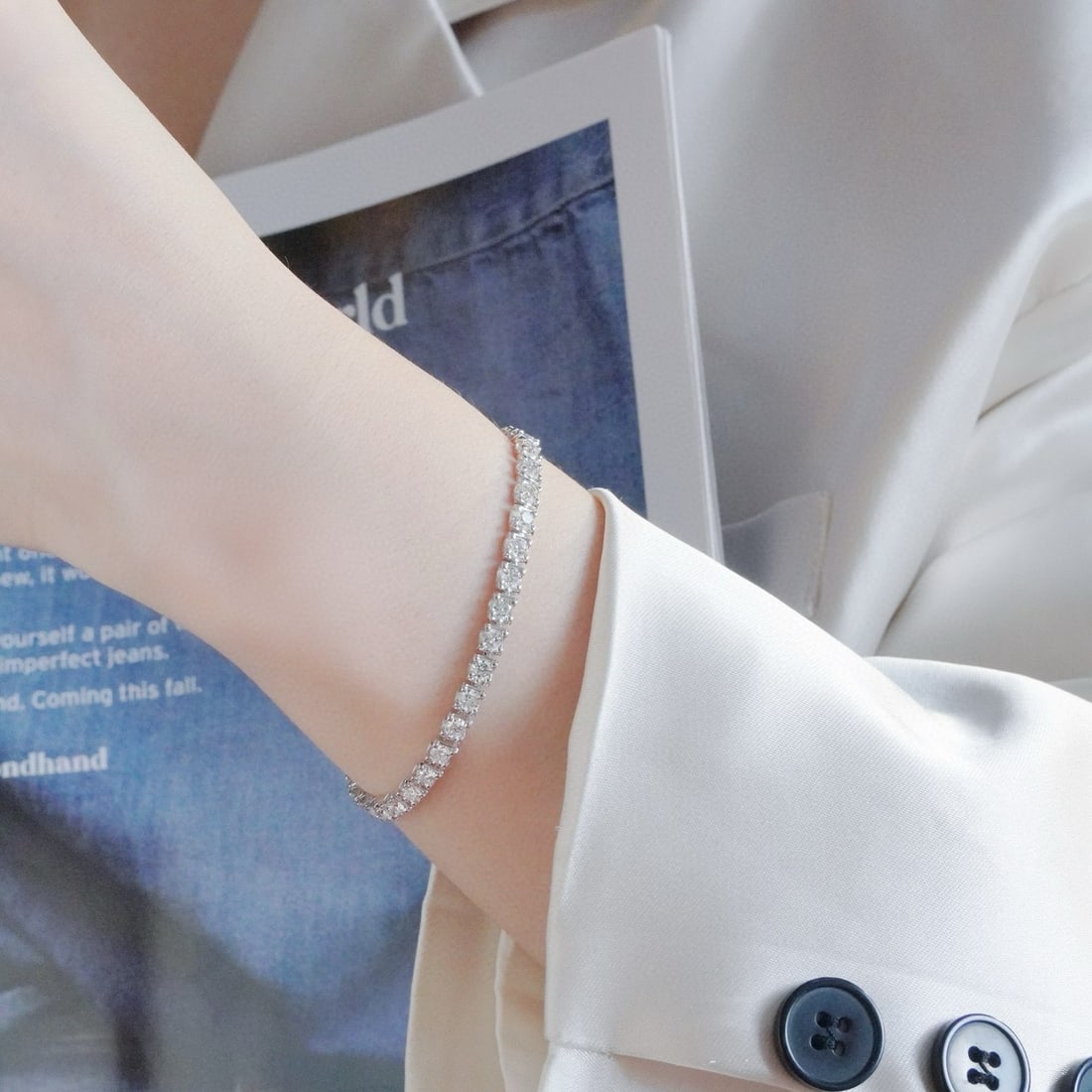 14k Gold 3.4 Ct Natural H Diamond Bracelet - 6