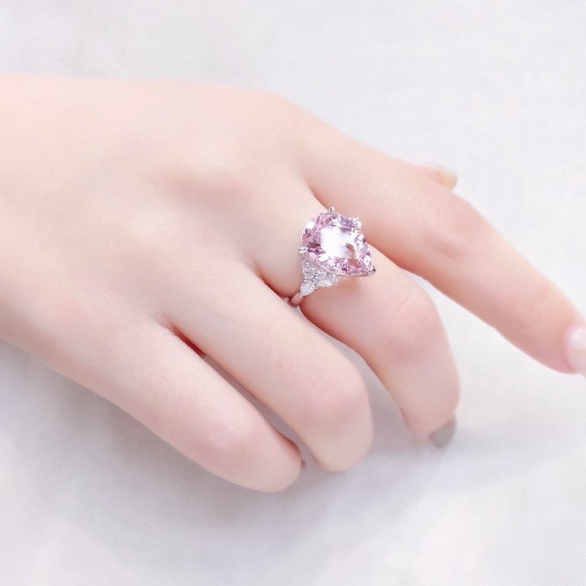 14k Gold 6.80 Ctw Natural Morganite & Diamond Ring - 4