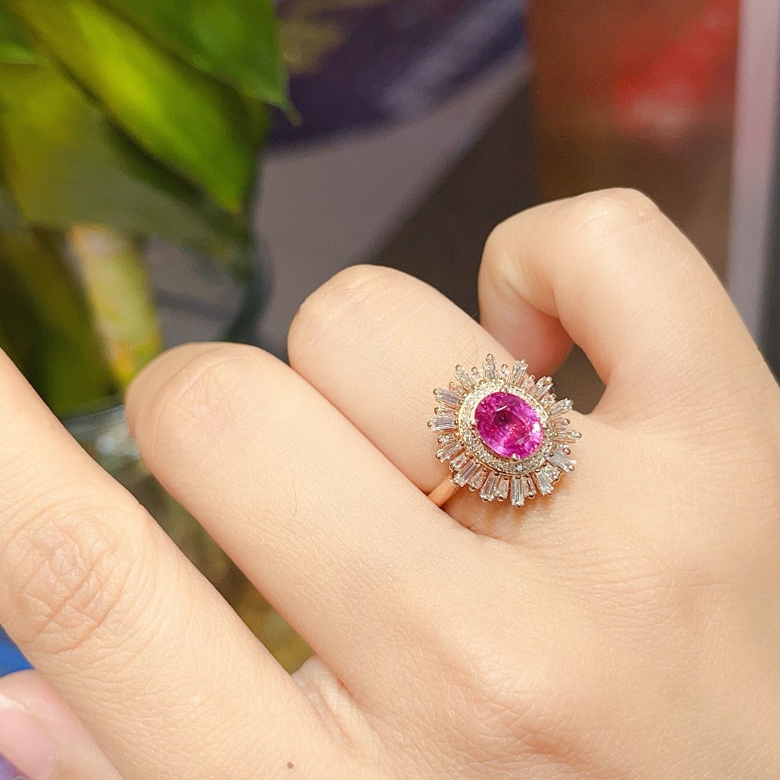 14k Gold 1.40 Ct Natural Ruby & Diamond Ring - 6