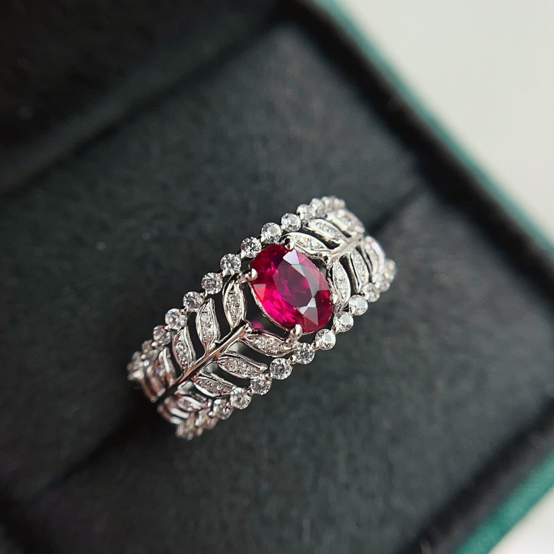 14k Gold 0.65 Ct Natural Ruby & Diamond & Sapphire Ring (1 of 7)