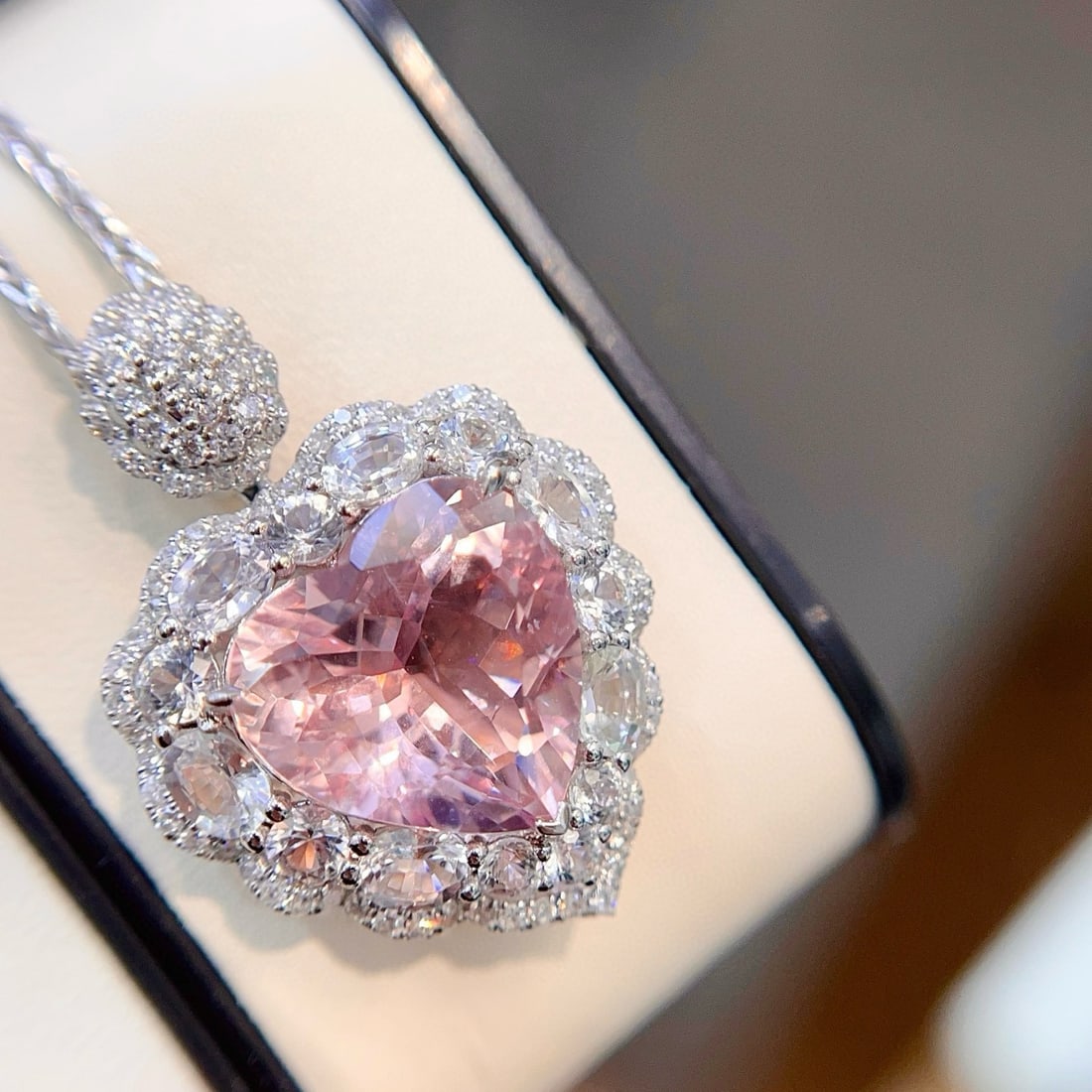 14k Gold 6.41 Ctw Natural Morganite & Diamond Pendant( Without Chain ) - 2