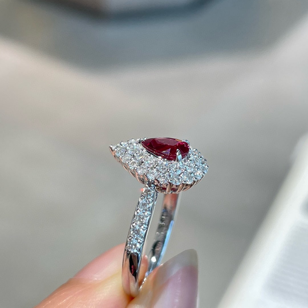 14k Gold 0.65 Ct Natural Ruby & Diamond Ring - 3