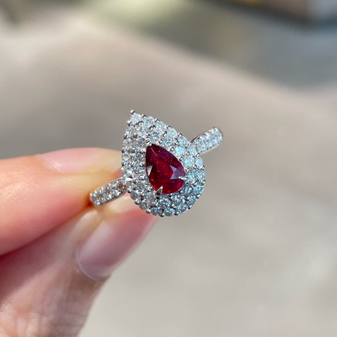 14k Gold 0.65 Ct Natural Ruby & Diamond Ring - 4