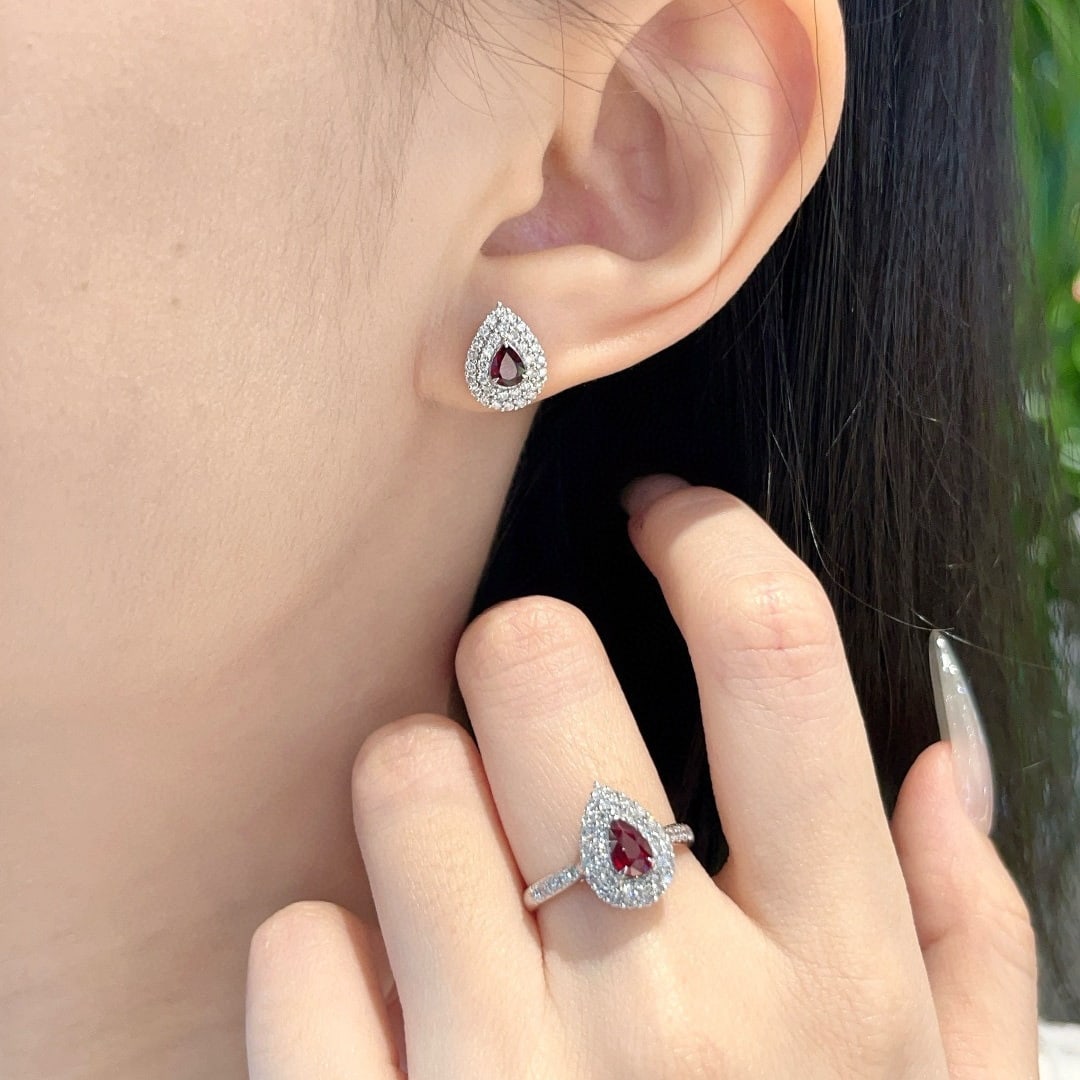 14k Gold 0.65 Ct Natural Ruby & Diamond Ring - 6