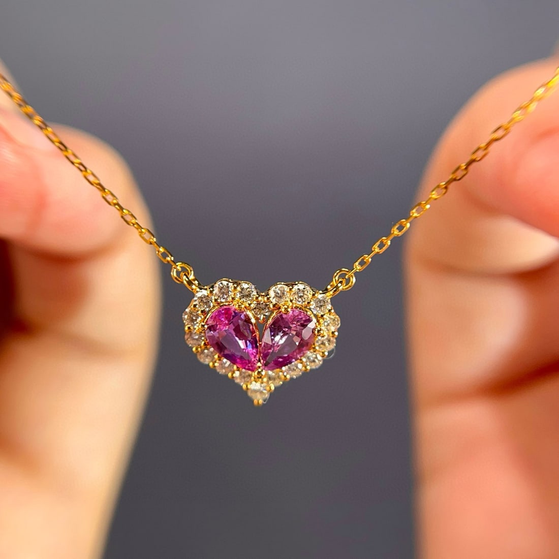 14k Gold 1.23 Ctw Natural Padparadscha Sapphire & Diamond Necklace - 4
