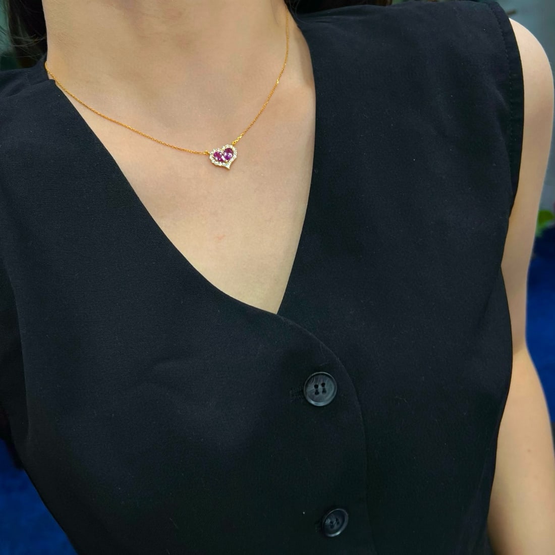 14k Gold 1.23 Ctw Natural Padparadscha Sapphire & Diamond Necklace - 5