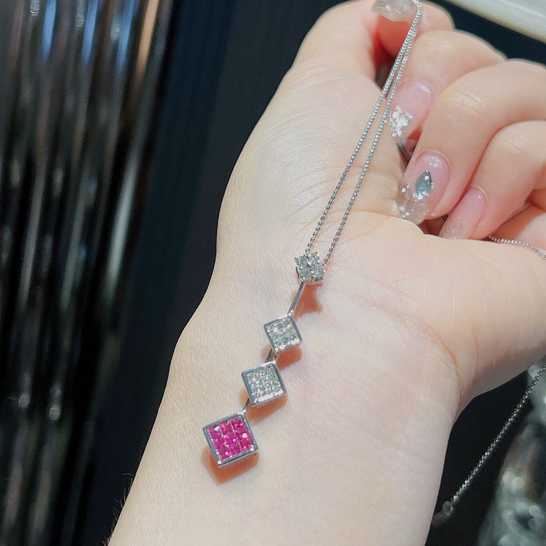 14k Gold 0.90 Ctw Natural Ruby & Diamond Necklace - 2